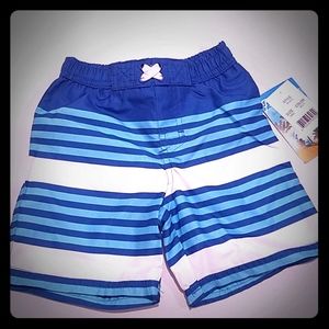 Swim Trunks Toddler Boy's Size 18 months Blue White Stripe Freestyle Bottoms